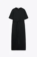 BELTED INTERLOCK DRESS