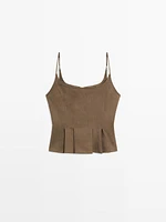 Flowing strappy linen blend top
