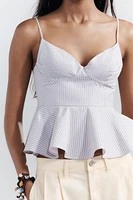 VOLUMINOUS STRIPED POPLIN TOP
