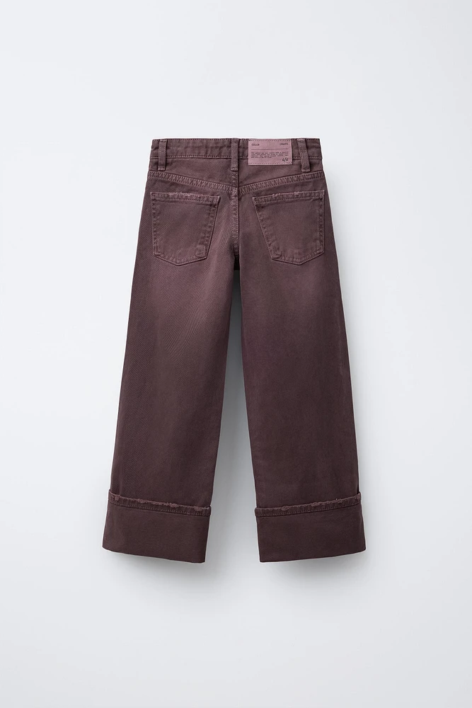 FOLDED WIDE LEG JEANS