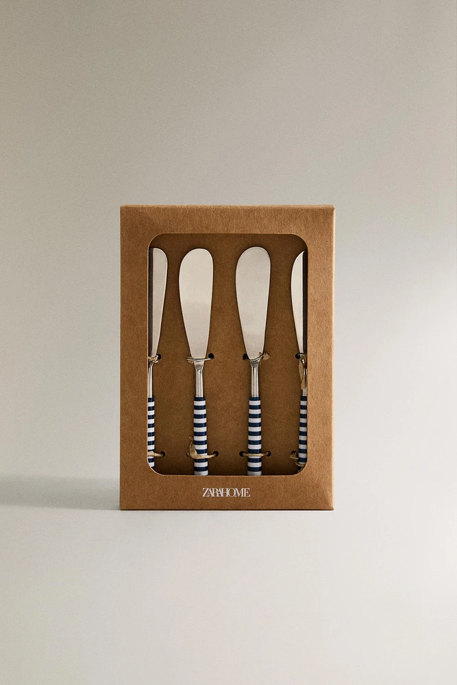 SET OF SPREADER KNIVES WITH STRIPED HANDLES (SET OF 4)