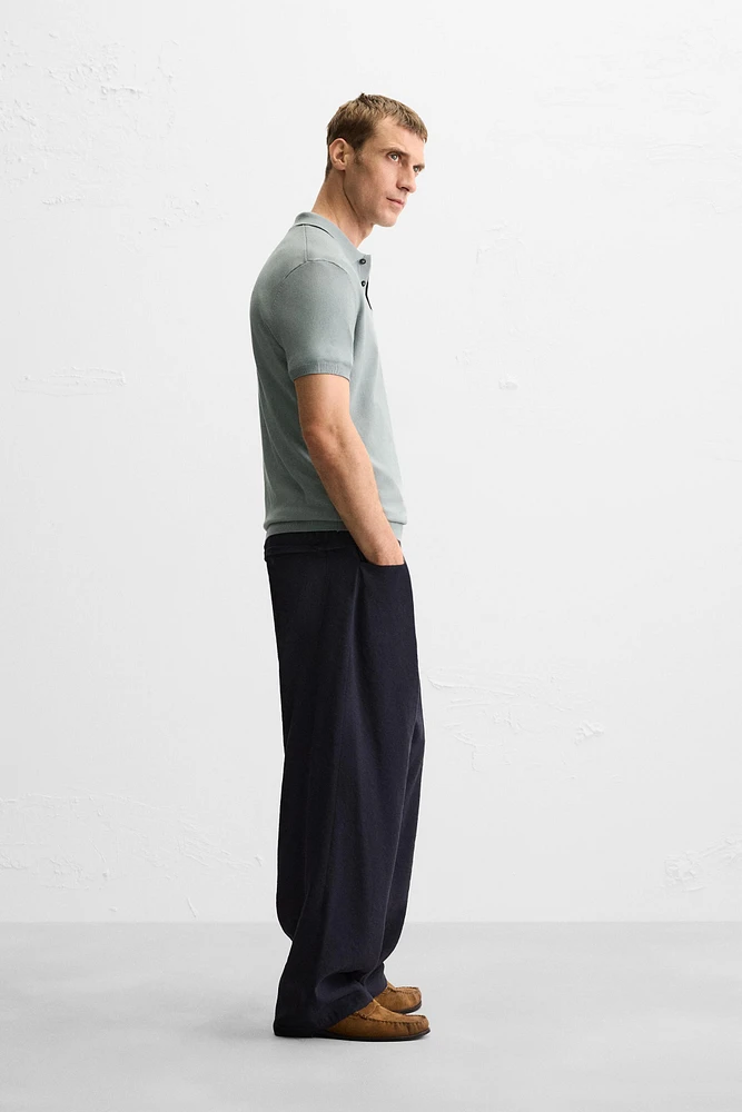 VISCOSE BLEND KNIT POLO SHIRT