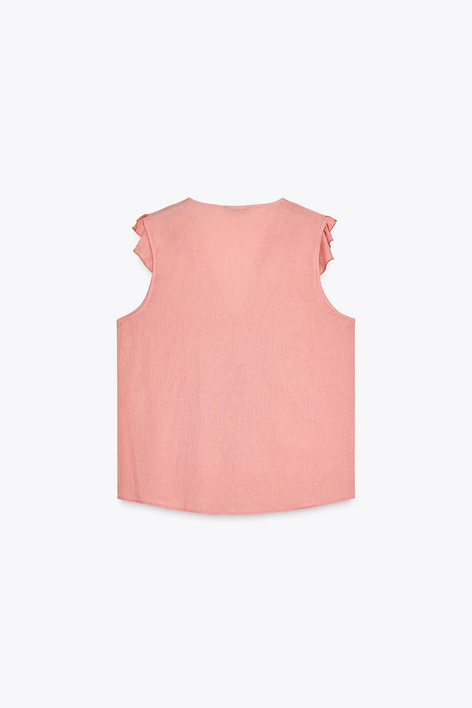 RUFFLED SLEEVELESS TOP