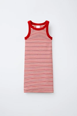 STRIPED RIBBED DRESS