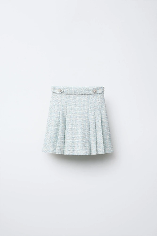 TEXTURED SKIRT WITH JEWEL BUTTONS