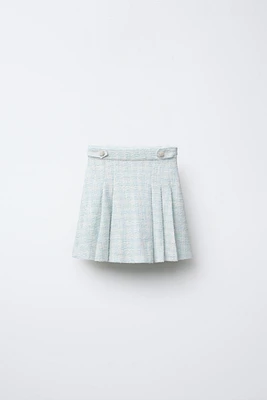 TEXTURED SKIRT WITH JEWEL BUTTONS