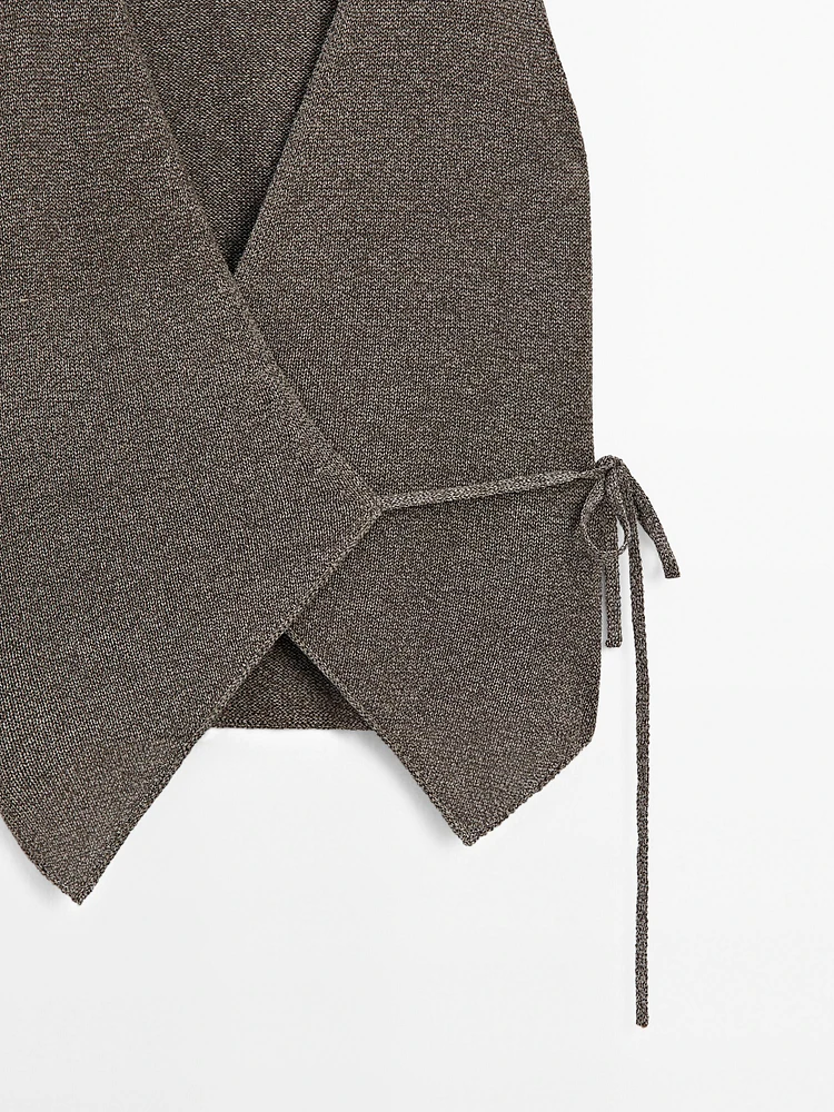 Veste sans manches cache-cœur en maille moulinée