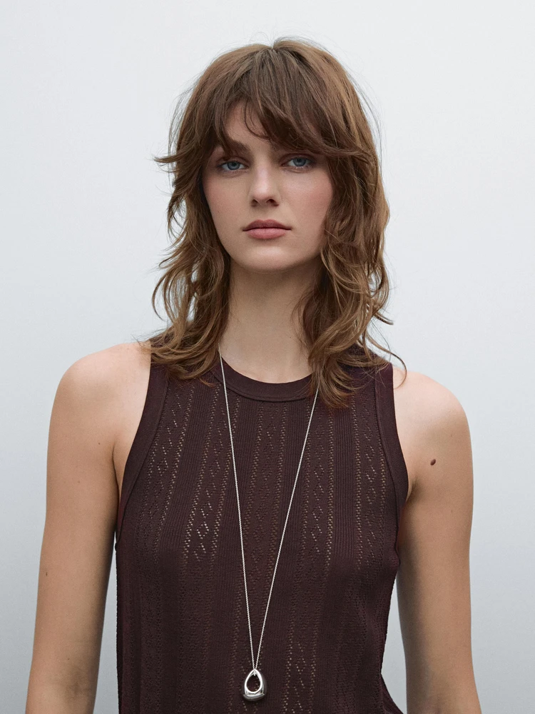 Top maille pointelle de coton mélangé