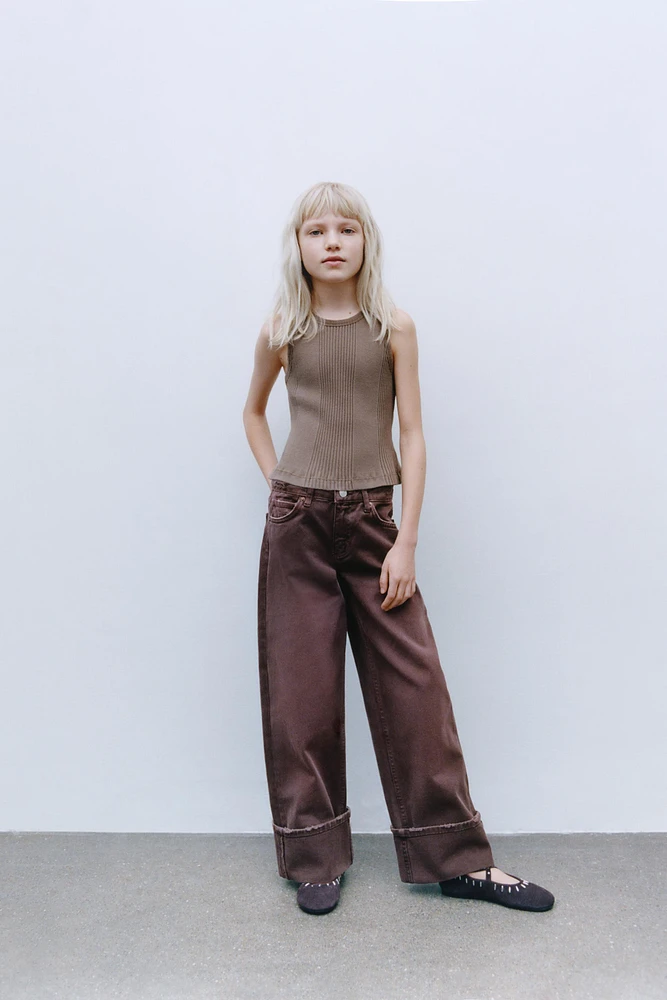 FOLDED WIDE LEG JEANS
