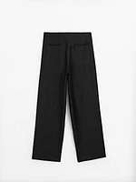 Pantalon palazzo à pinces en lin mélangé