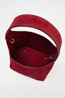 BRAIDED SPLIT LEATHER MINI BUCKET BAG