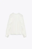 RUFFLED LACE INSERT BLOUSE