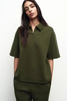 ZIP POLO COLLAR TOP