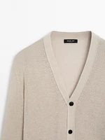 Linen blend V-neck cardigan