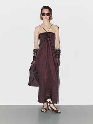 Draped satin midi dress - STUDIO