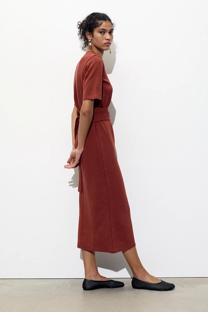 BELTED INTERLOCK DRESS