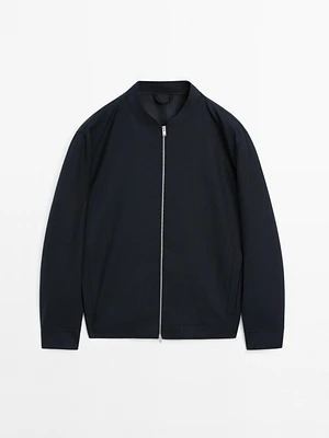Twill wool blend bomber jacket