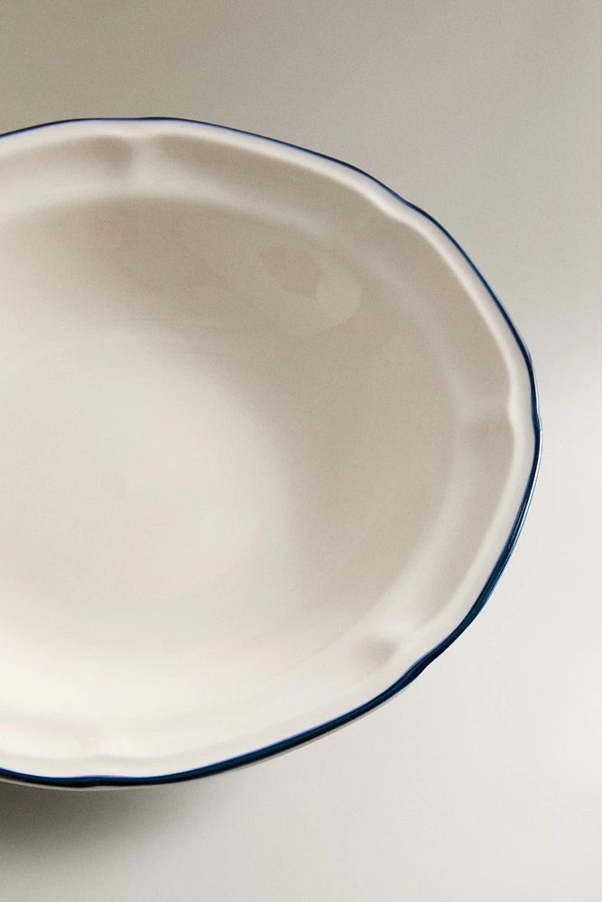 SOUP PLATE WITH GREEN RIM