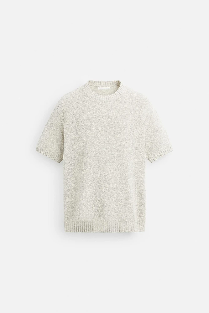 BOUCLÉ TEXTURED KNIT T-SHIRT