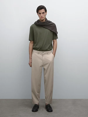 Short-sleeved T-shirt with linen