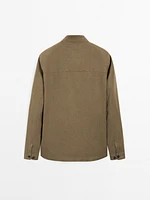 100% linen stand collar overshirt