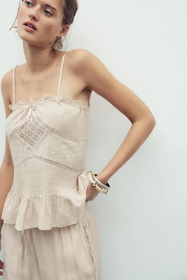 EMBROIDERED TIE BLOUSE