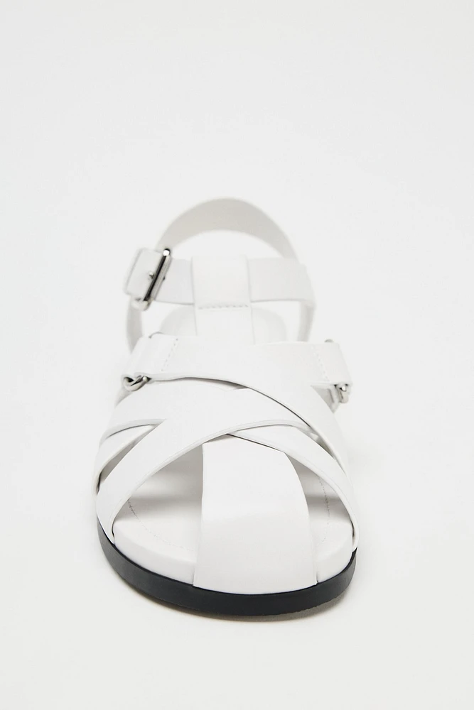 FLAT LEATHER FISHERMAN SANDALS