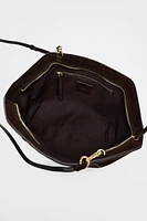 SPLIT LEATHER TOPSTITCH CLUTCH