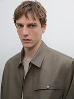 Cotton blend jacket with pocket detail
