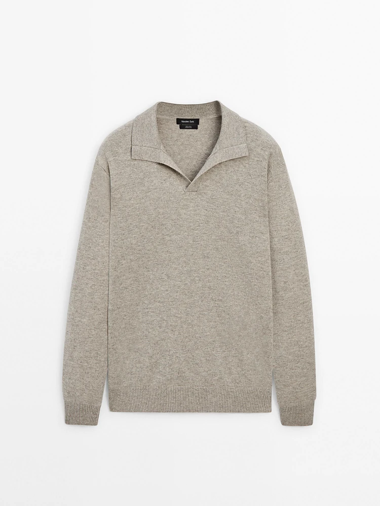 100% wool knit polo sweater