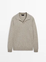 100% wool knit polo sweater