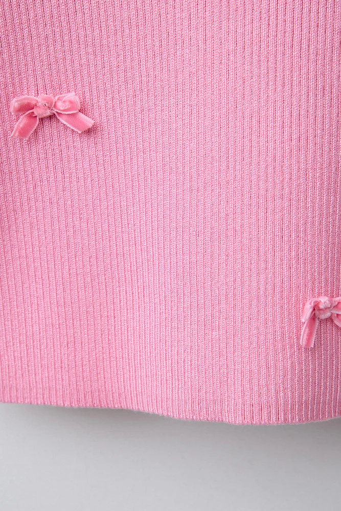 RIBBED BOW T-SHIRT