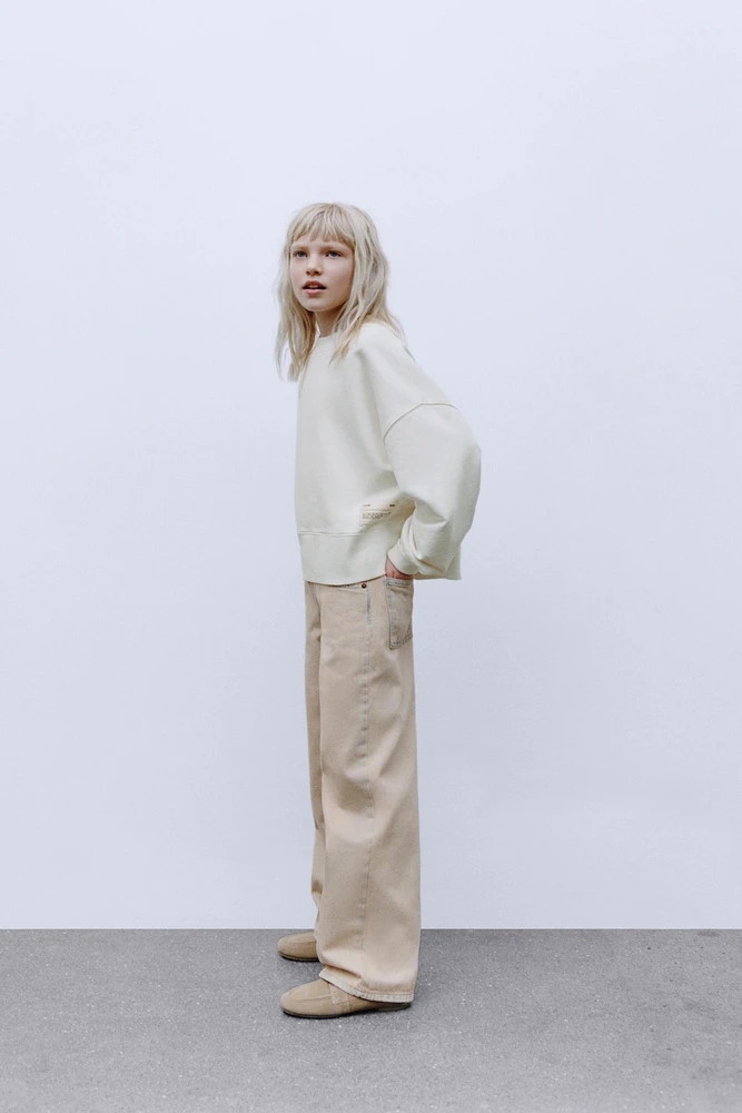OVERDYED WASHED EFFECT WIDE LEG JEANS