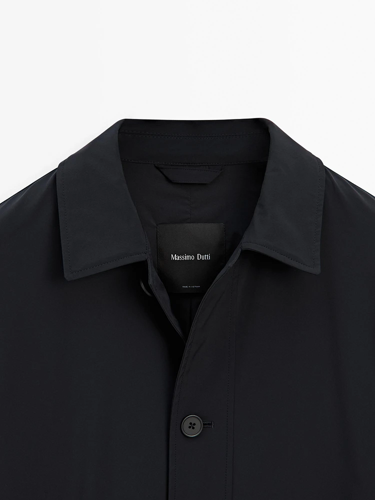 Technical fabric trench coat