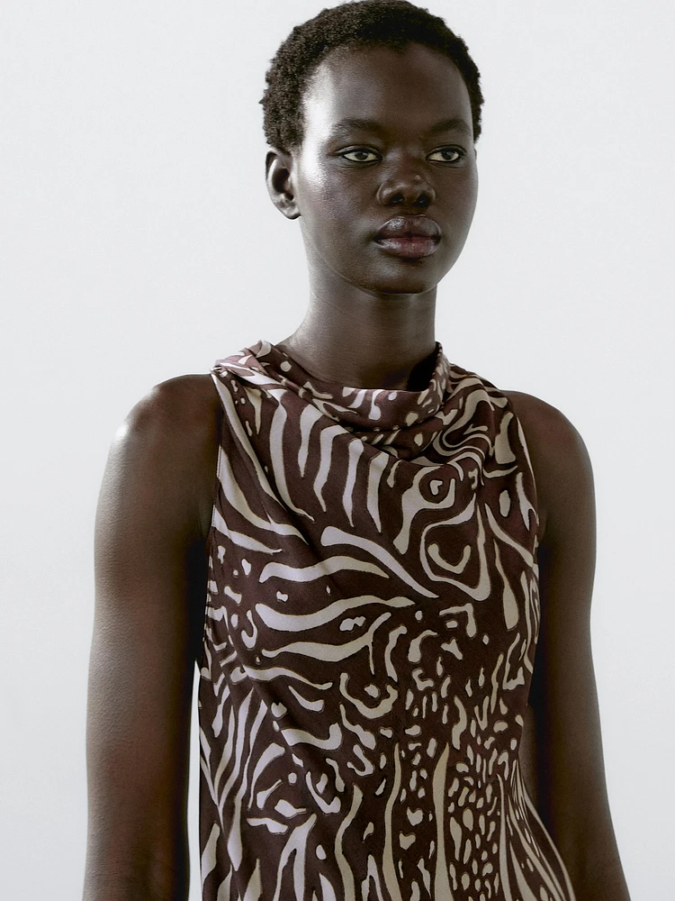 Robe midi fluide imprimée