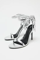 METALLIC EFFECT BOW SANDALS