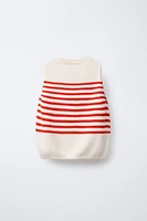 HEART PATCH STRIPE KNIT TOP
