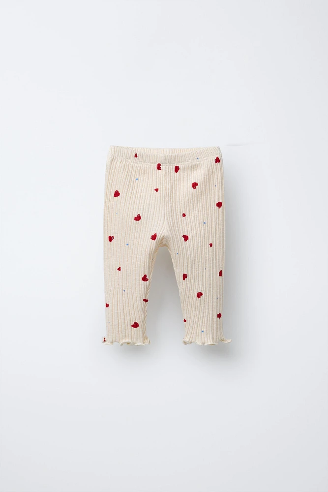 HEART RIBBED LEGGINGS