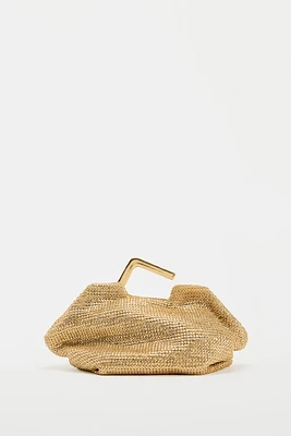 GOLD BAG WITH METAL HANDLE
