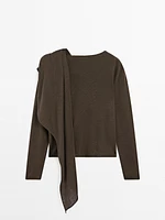 Linen blend sweater with scarf detail