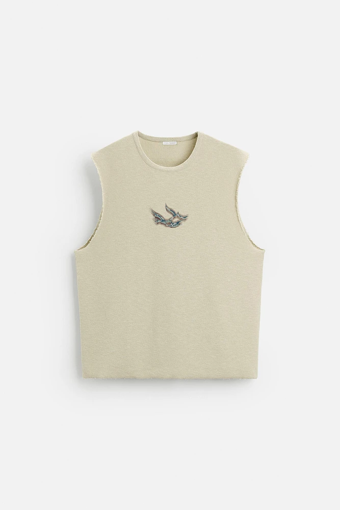 T-SHIRT EN MAILLE À IMPRIMÉ RELIEF