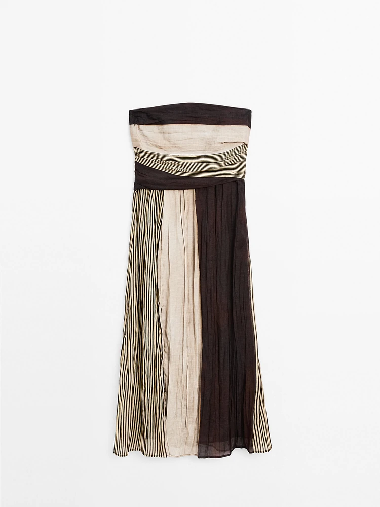 Strapless dress with gathered detail