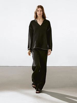 Pantalon straight détail taille