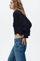 SEMI-SHEER RUFFLED CROP TOP