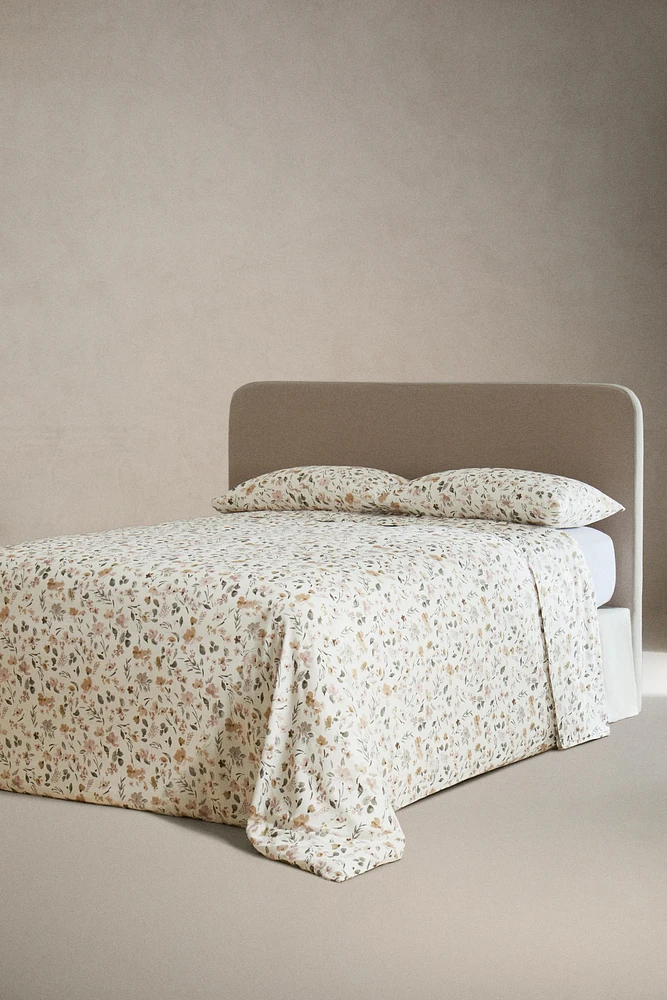DRAP DE DESSUS SATIN IMPRIMÉ FLEUR