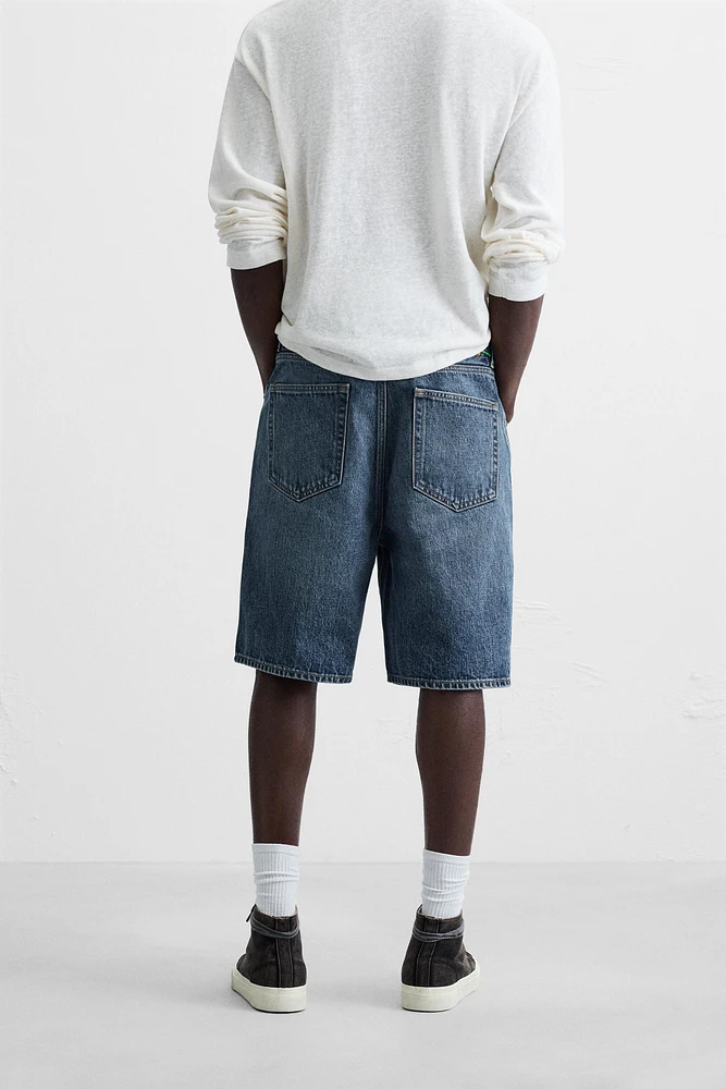 STRAIGHT FIT DENIM SHORTS