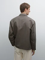 Cotton blend jacket with pocket detail