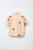 LINEN BLEND EMBROIDERED SUN SHIRT