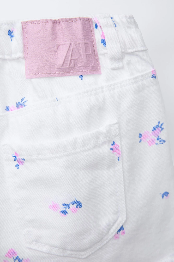 BERMUDA HIGH WAIST SERGÉ FLEURS