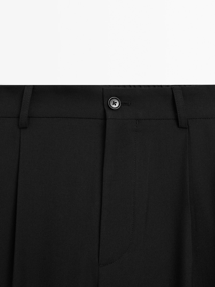 Relaxed fit cool wool blend trousers